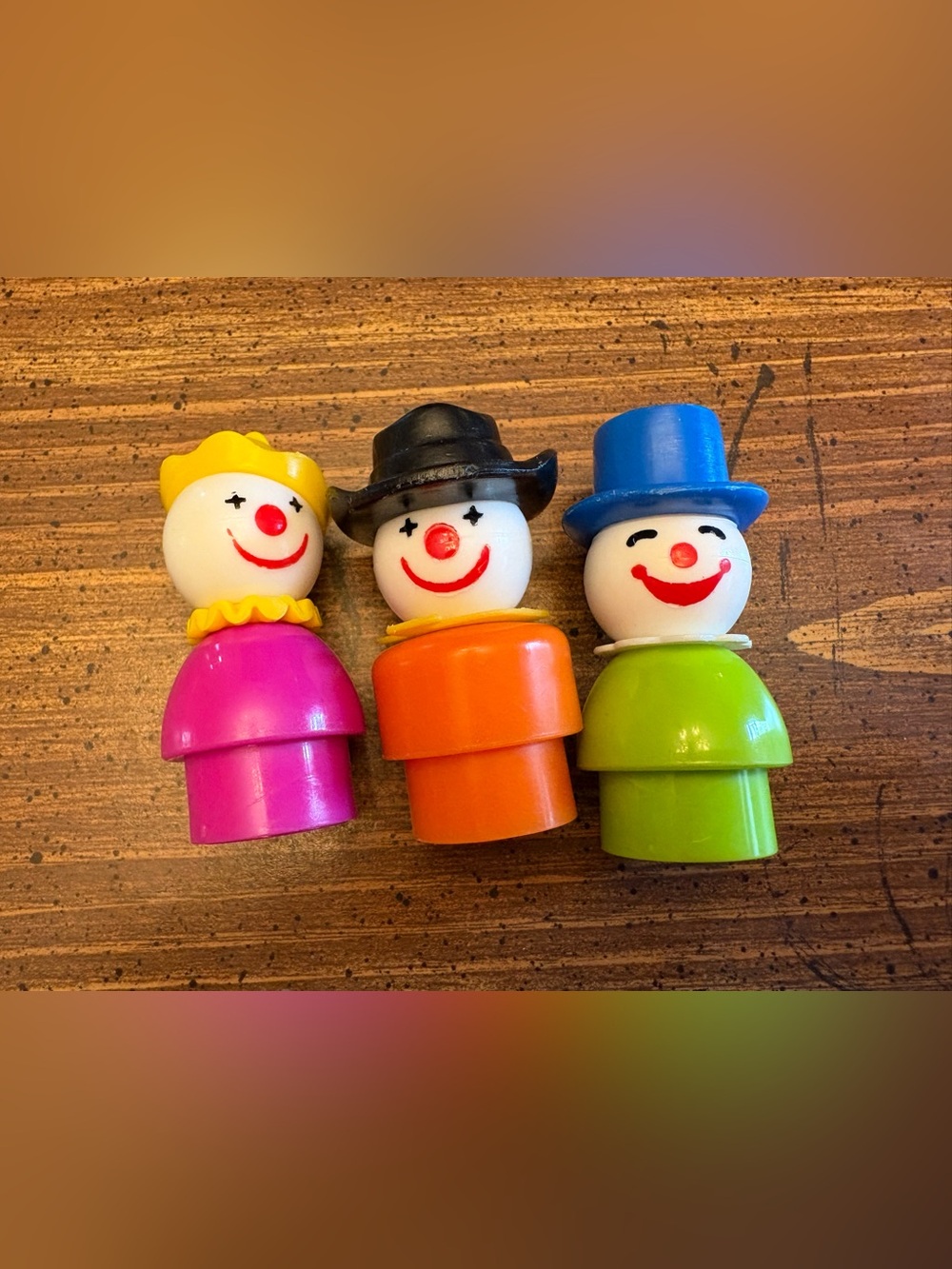 Vintage Fisher-Price Little People Circus Clowns Set - Pink, Orange & Green